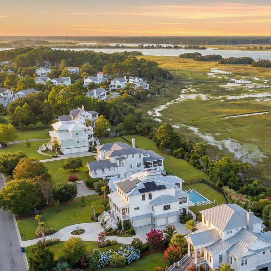 800x600 Aerial view of Johns Island SC salt marshes and custom estate land