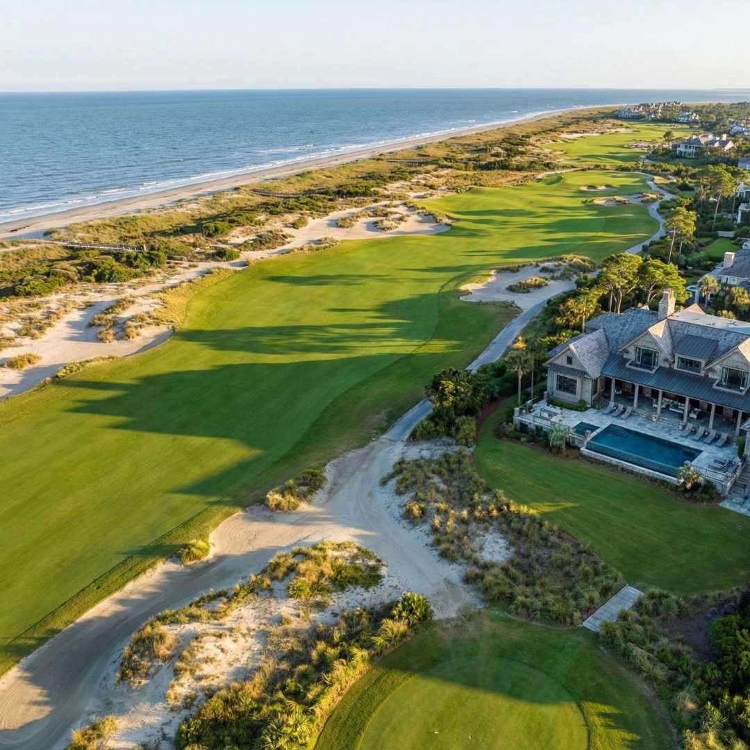 800x600 Aerial view of the world-famous Ocean Course on Kiawah Island, where championship golf meets the Atlantic coastline.